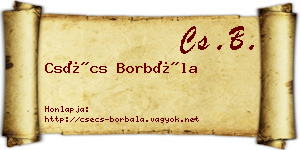 Csécs Borbála névjegykártya